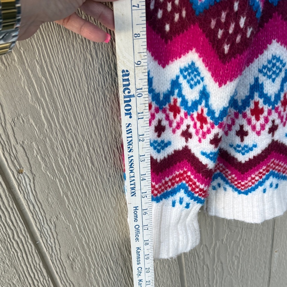 LOFT Women's Sweater with Blue and Pink Patterns - Picture 10 of 11